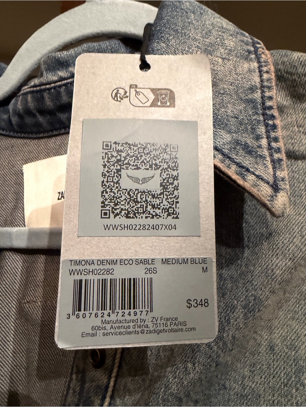 Zadig & Voltaire Timona Denim Shirt size M - Picture 6 of 9